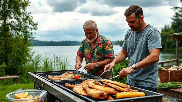 Fried Fish by Ulu Boi Napeahi outdoor cooking scene by lake.