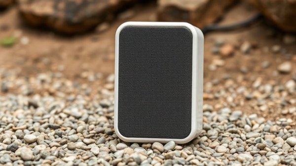Turtlebox Ranger outdoor speaker on pebbled ground.