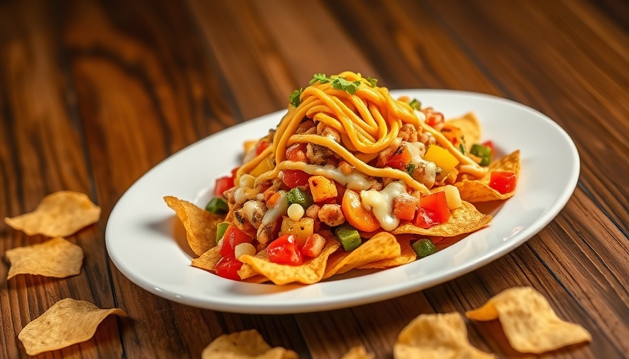 Easy Local-Style Poke Nachos Recipe: vibrant dish on a wooden table.