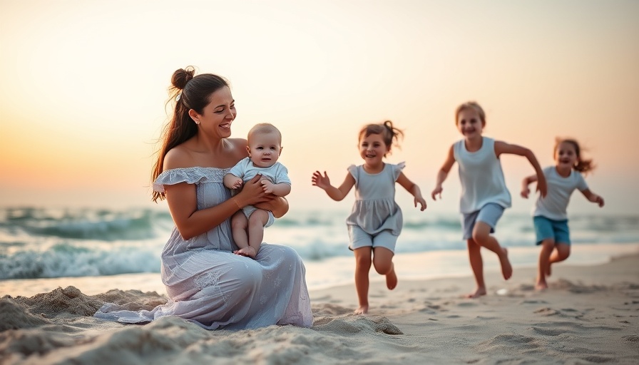Finding glimmers in everyday life: joyful family moment at sunset beach.