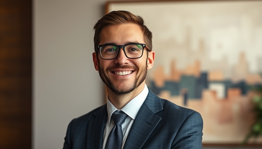 Professional man with glasses and suit smiling warmly.