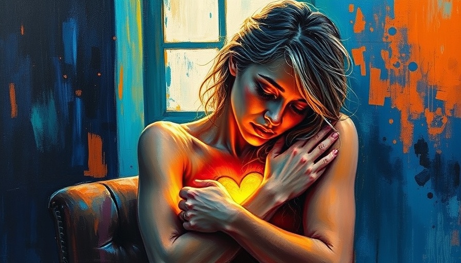 Emotional painting of a woman rebuilding herself after divorce.
