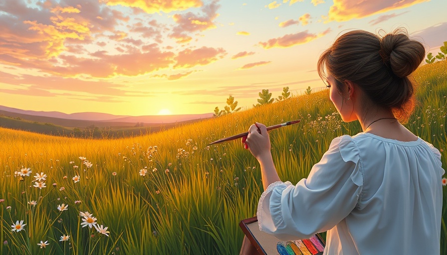 Therapeutic art for burnout: woman painting in nature.
