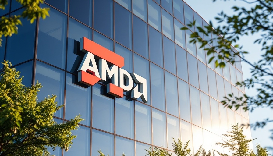 AMD corporate office building reflecting trees in glass facade.