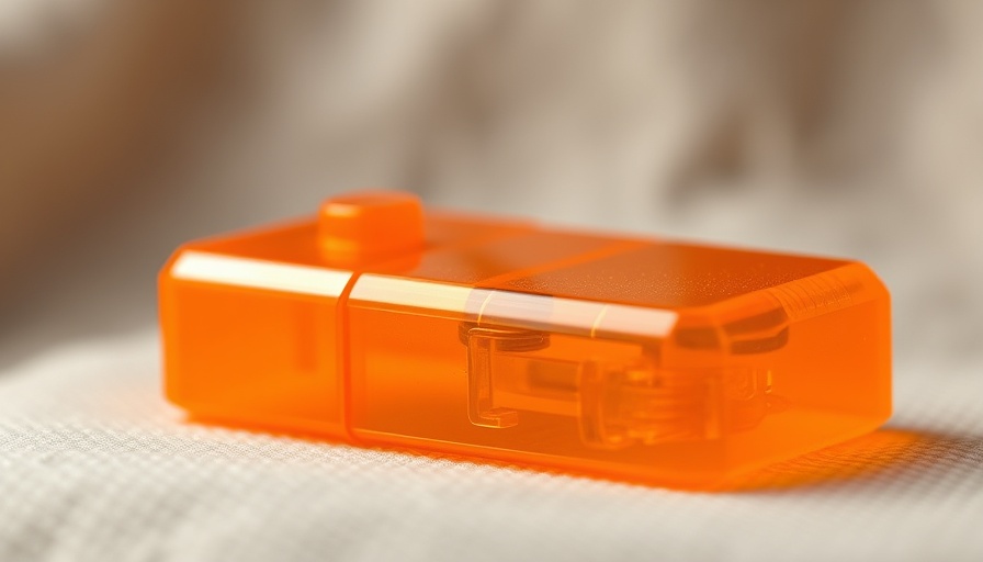 Intricate orange plastic component highlighting newest technology in healthcare Muskegon.