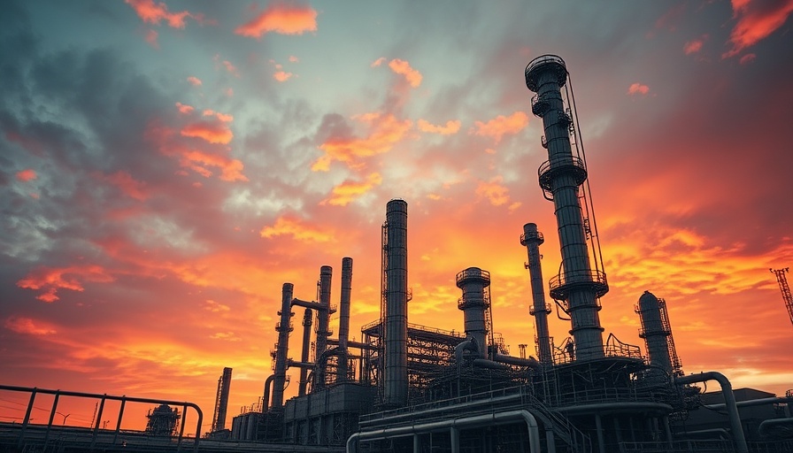 Industrial refinery at sunset with dramatic sky, CFO retirement transition strategy.