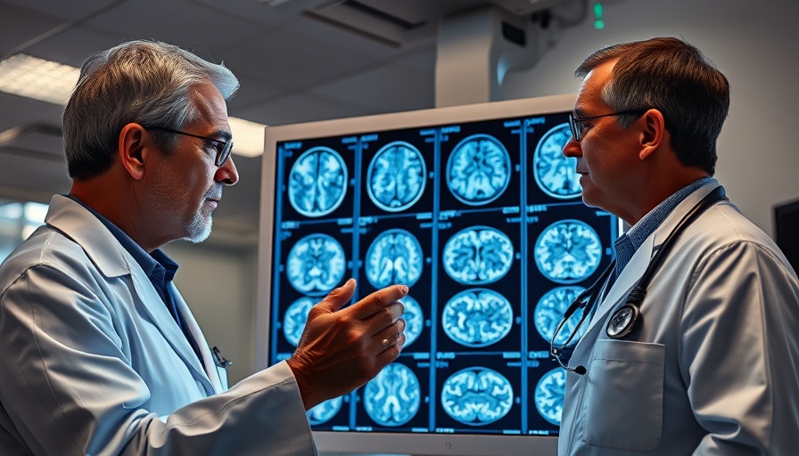 Doctors reviewing brain scans for Alzheimer’s research.