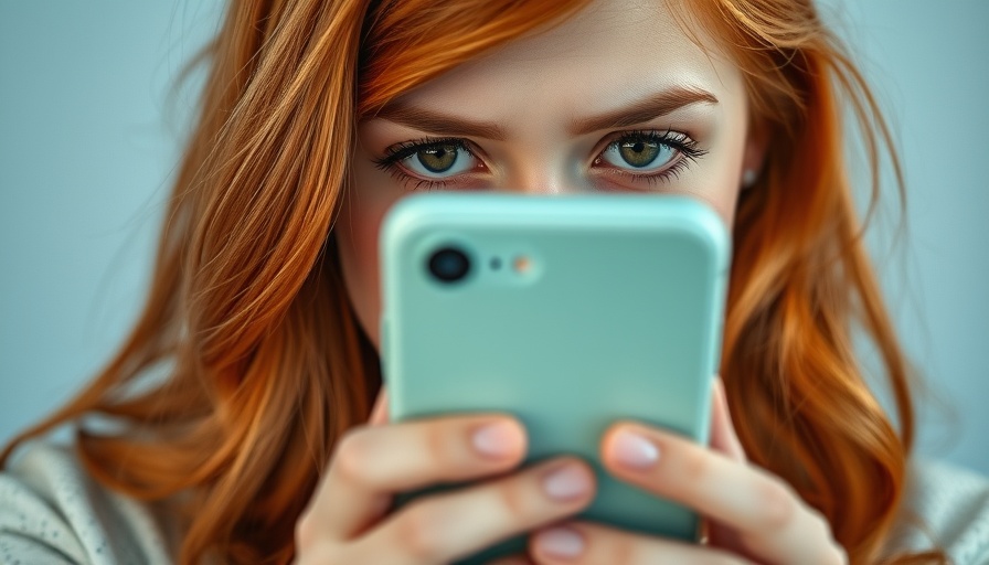 Concerned young woman on smartphone highlighting negative mental health effects of online shopping.