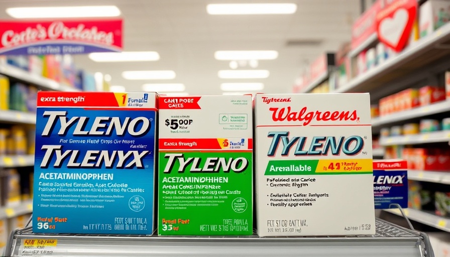 Various acetaminophen products in a store, highlighting pain relief options.