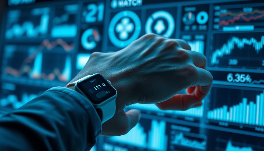 Newest technology in healthcare: smartwatch analyzing health data.