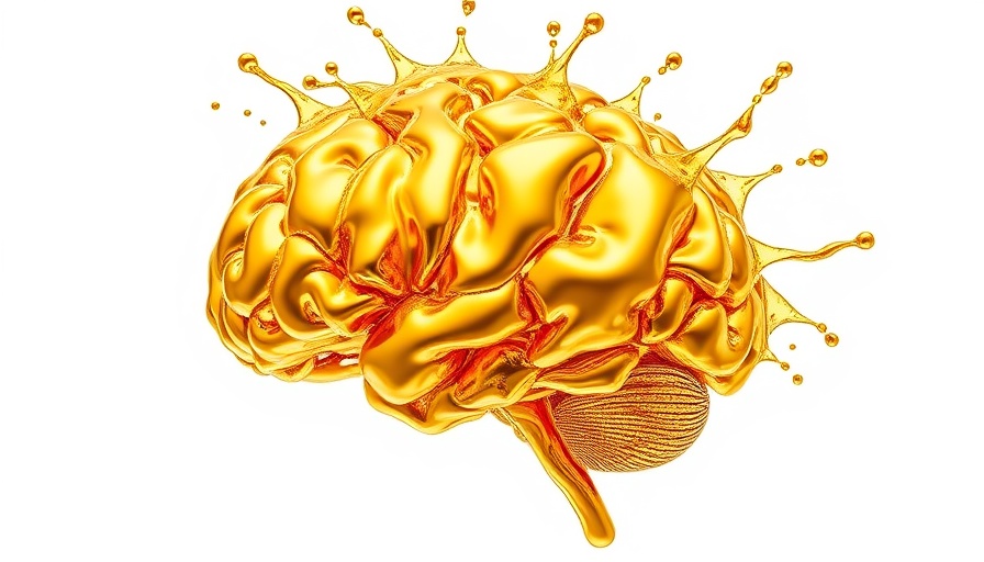 Abstract liquid brain in golden hues for Alzheimer's research.