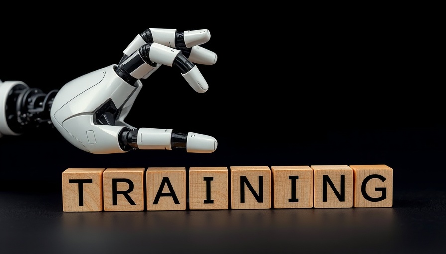 AI Education for Financial Advisors: robotic hand with AI training blocks.