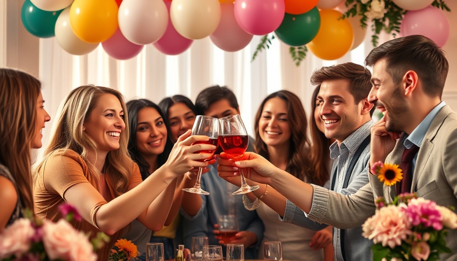 Joyful group of friends celebrating with drinks, highlighting the importance of mom friends for aging adults.