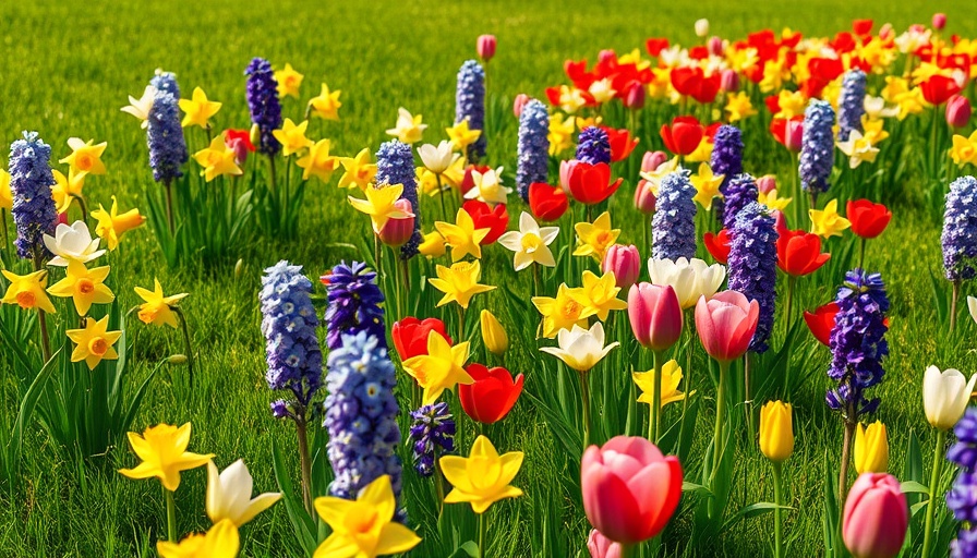 Effortless meadow with vibrant fall-planted bulbs in bloom.