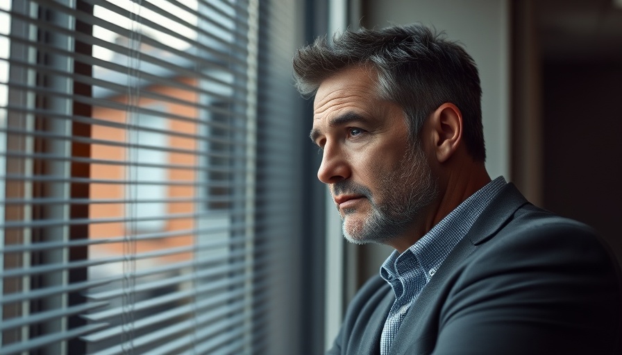 Pensive man leaning on window, thoughtful expression, AppLovin stock investigation.