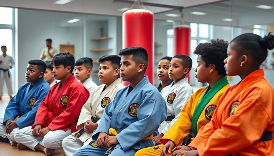Karate students listening in dojo, Karate classes Gurnee.