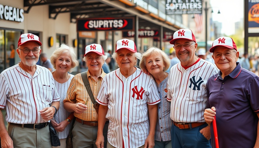 Seniors enjoying an outing at a St. Louis sports plaza.
