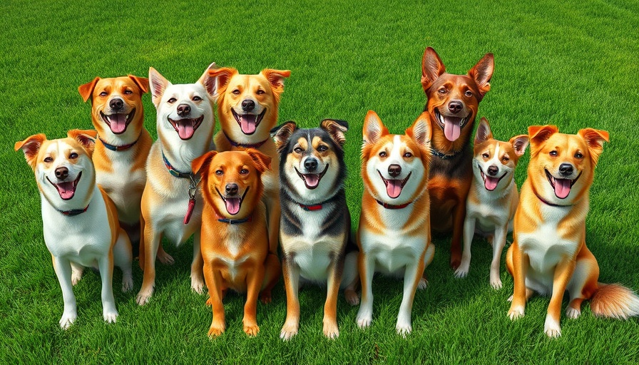 Cheerful dogs displaying positive dog behavior on grass