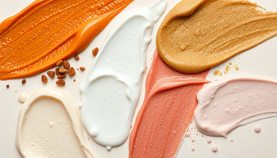Varied skincare product smears illustrating incompatible skincare ingredients.