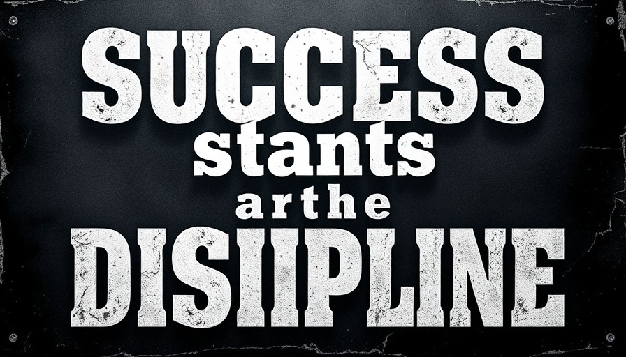Discipline over motivation emphasized with vintage-style poster text.