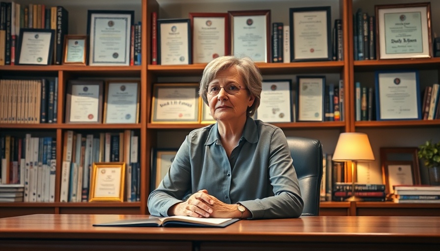 Professional woman at desk discussing naturopathy in a warmly lit office setting.