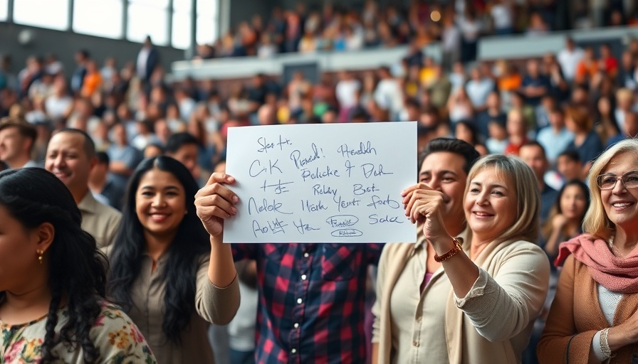 Participants at Walk to End Alzheimer's fundraiser holding a signed photo.