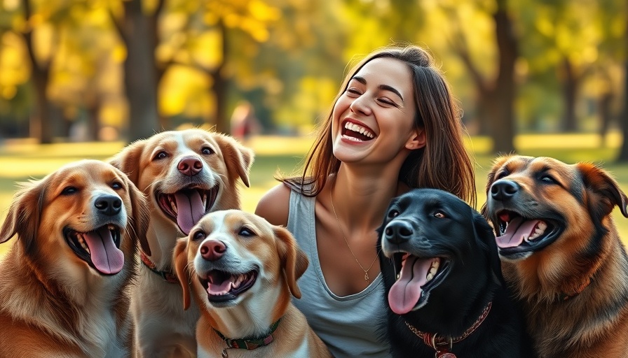 Woman with dogs in a park highlighting companionship benefits.