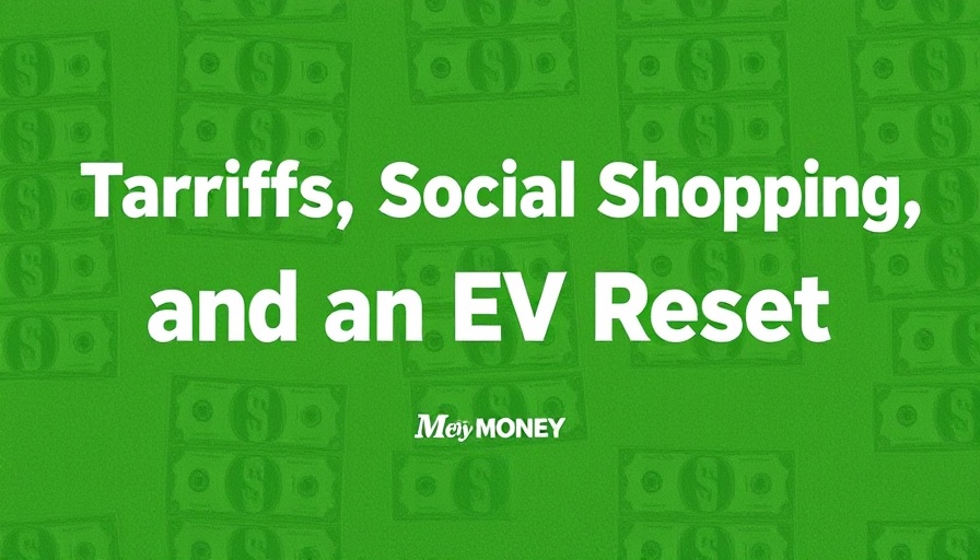 Impact of tariffs on electric vehicles, financial graphic with text.