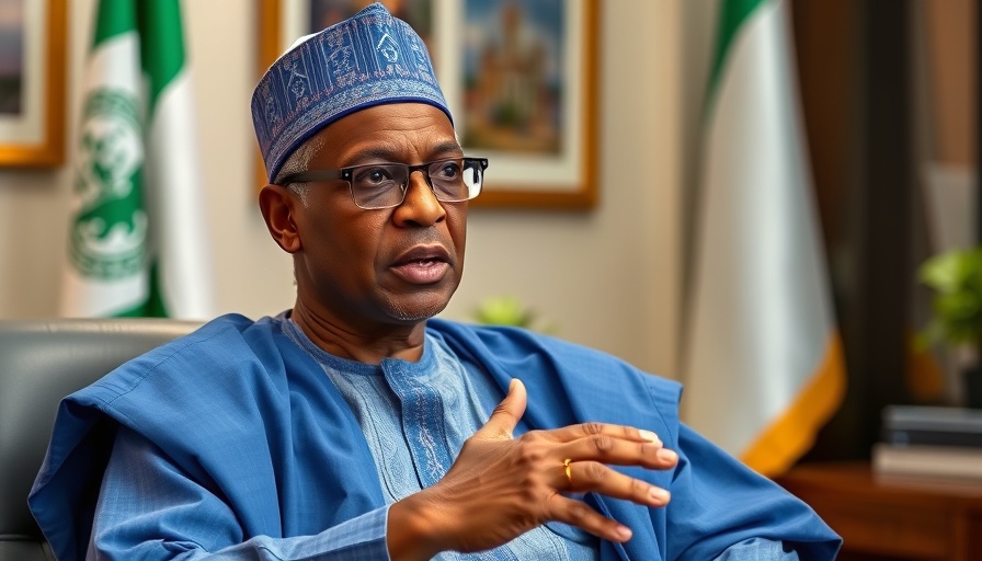 Middle-aged Nigerian man in traditional attire speaking with thoughtful expression.