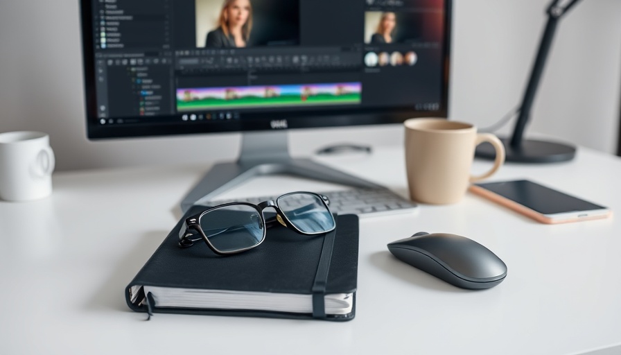 AI-powered smart glasses on desk in modern workspace.