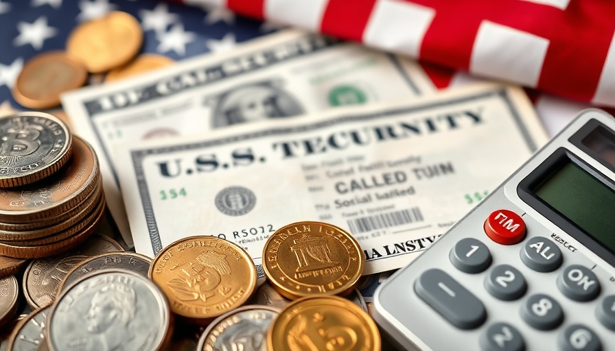 Currency, social security card, and calculator, Muskegon finance theme.