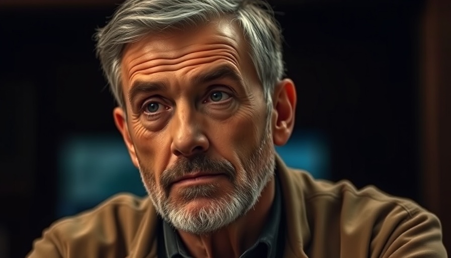 Middle-aged man in thoughtful pose for Muskegon Social Security retirement sign up context.