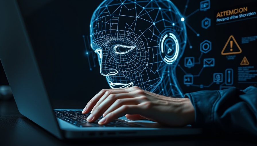 Futuristic digital interface with wireframe face and warnings.