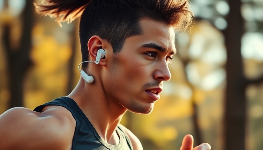 Close-up of an athlete wearing Bose Ultra Open Earbuds for running.
