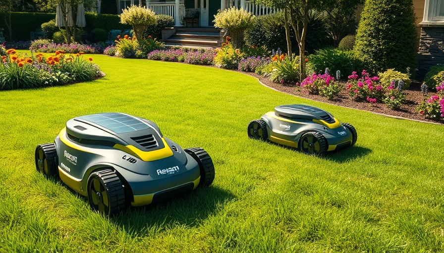 Innovative robotic mowers on lush lawn, showcasing advanced lawn care in Shelby MI.