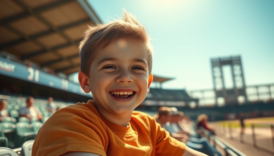 Young boy and man enjoying autism-friendly baseball park.