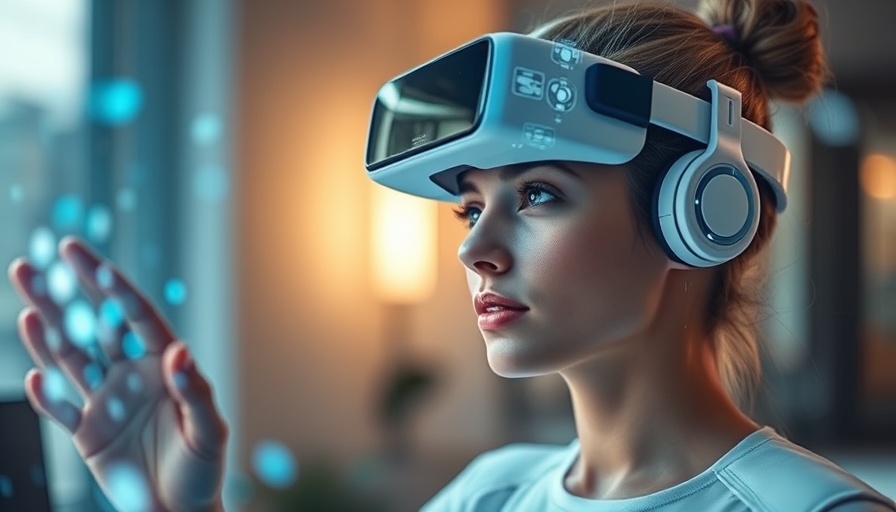 Emerging healthcare technologies in Muskegon: woman with AR headset using holographic interface.