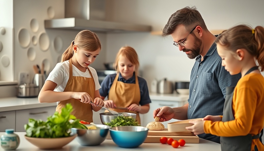 Visually impaired students learning cooking skills in kitchen.