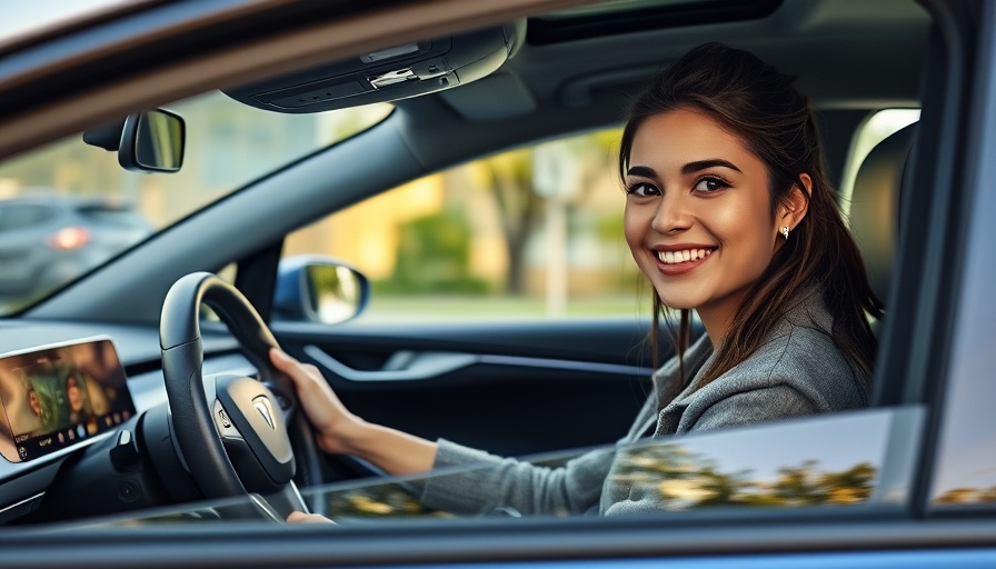Woman in electric car promoting improving electric vehicle adoption in the U.S.