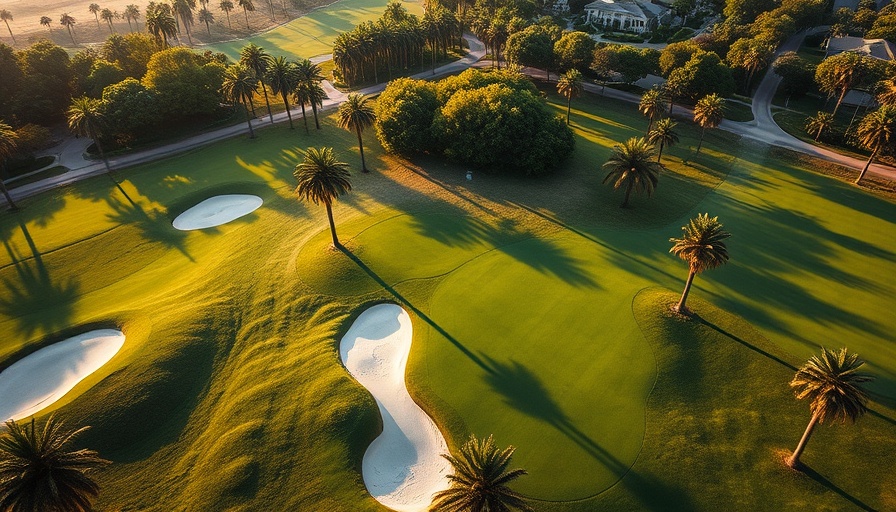Scenic aerial view of a golf course for wellness strategies for aging men in Muskegon.