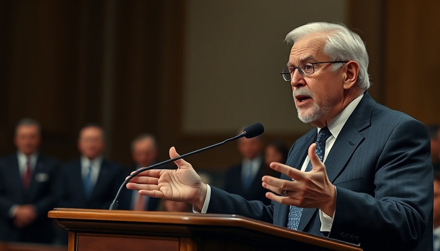Older man at podium discussing Medicare telehealth services shutdown.
