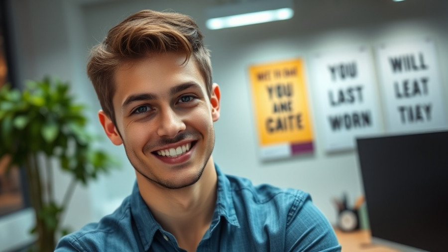 Young man in office setting, related to autism employment support.