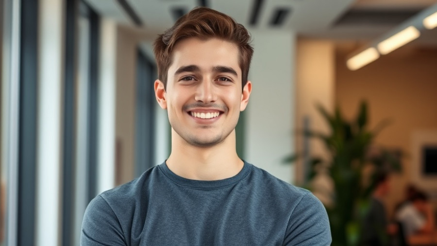 Confident young man indoors, relevant to autism diagnosis career development.