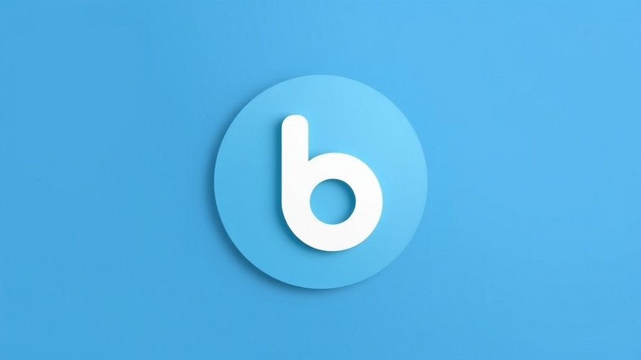 White 'b' logo on blue background, minimalist design.