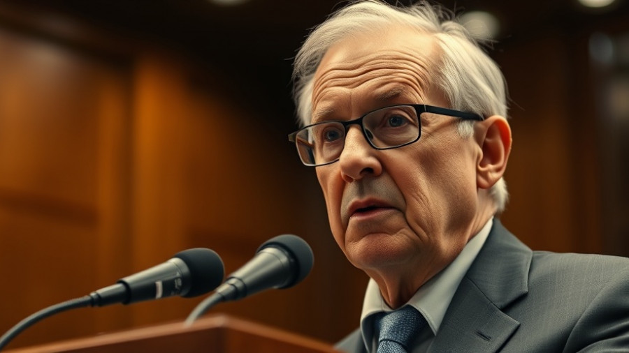 Elderly man at a conference discussing health insurance industry problems.