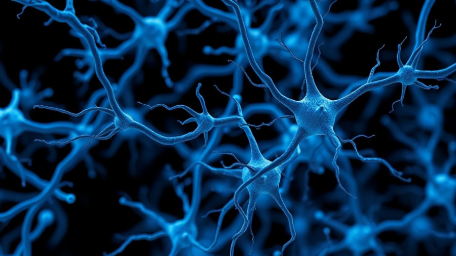 3D rendering of neural and amyloid interactions in the brain.