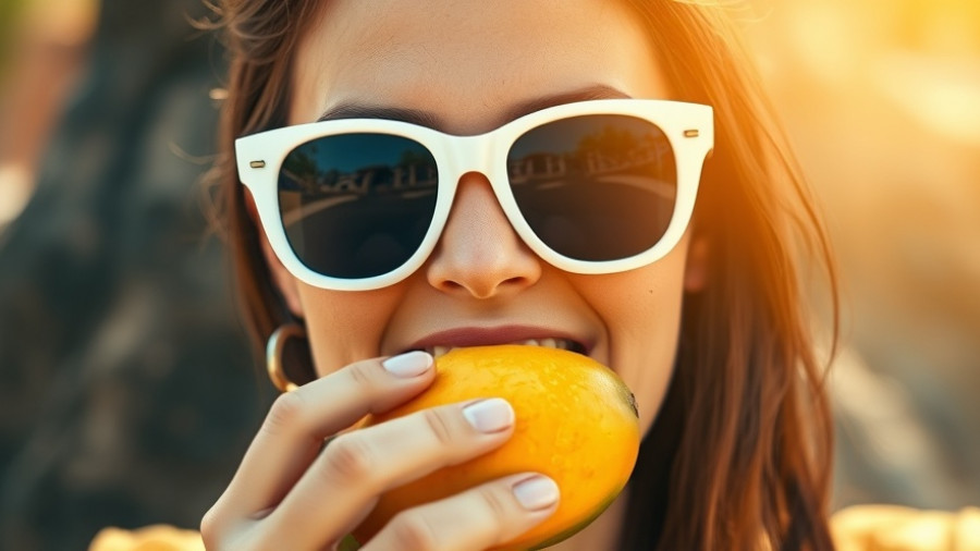 Person enjoying mango, highlighting healthy lifestyle.