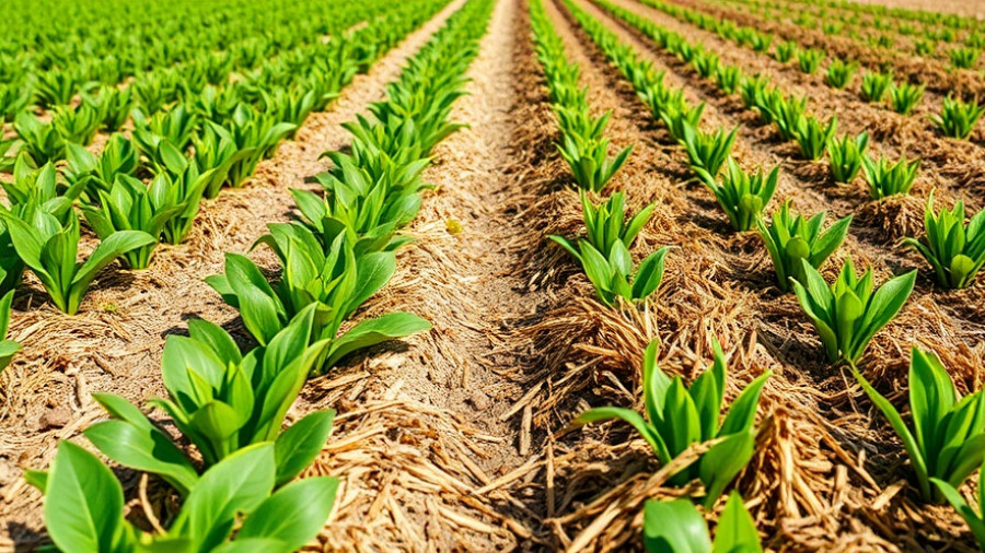 Organic vs synthetic mulch in vibrant agricultural field.