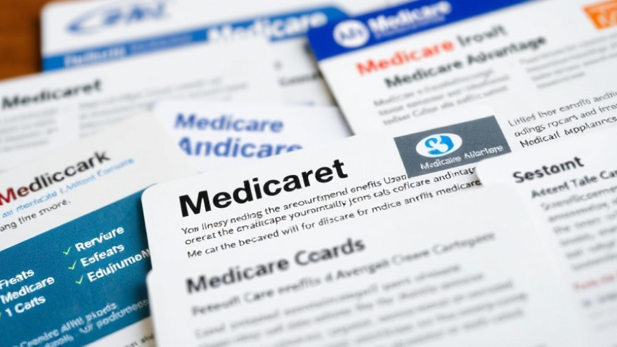 Close-up of Medicare cards with text, highlighting Medicare Open Enrollment