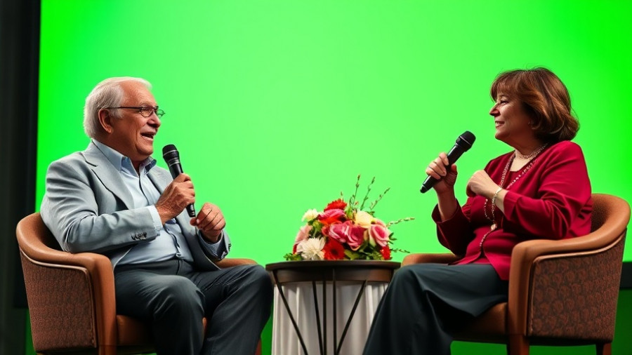 Discussion at Senior Health Expo with microphones and floral decor.